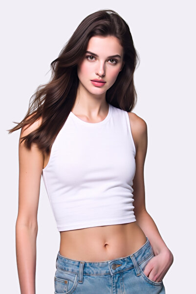 Pearlune Women's Crew Neck Sleeveless Cotton Stretchy Basic Crop Top Undershi...