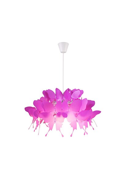 Light Prestige Lustră suspendată Farfalla Butterfly, Abajur acrilic roz închi...