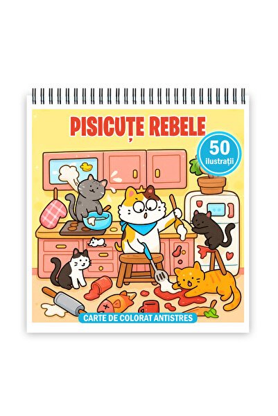 Legendary Gifts Carte de colorat, 50 de ilustratii Pisicute Rebele, 106 pagin...