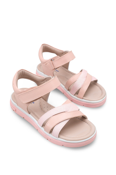 lina step Sandale pentru fete din piele naturală, cu talpă ortopedică și velcro