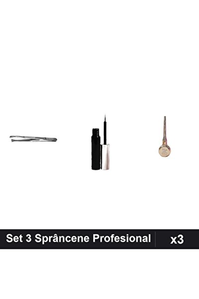Makeup Set 3 Sprâncene Profesional - Pensetă, Tuș Magnetic și Eyeliner Kiss B...