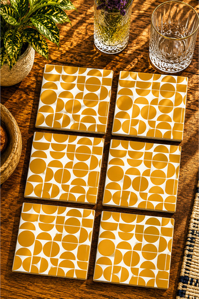 JHAAR Geometric Patterned Modern Set of 6 Coasters - Uv Printing Mdf - 10X10 cm