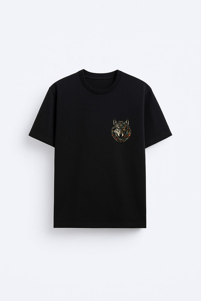 AYDESİGN Tricou negru din țesătură 100% bumbac cu imprimeu turcesc Bozkurt Kurt