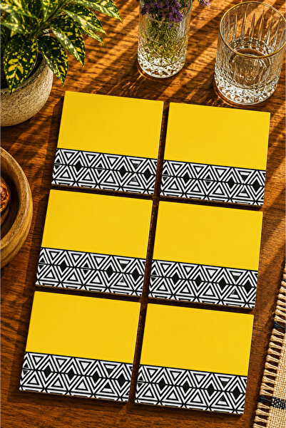 JHAAR Modern Design Set of 6 Coasters - Uv Printing Mdf - 10X10 cm