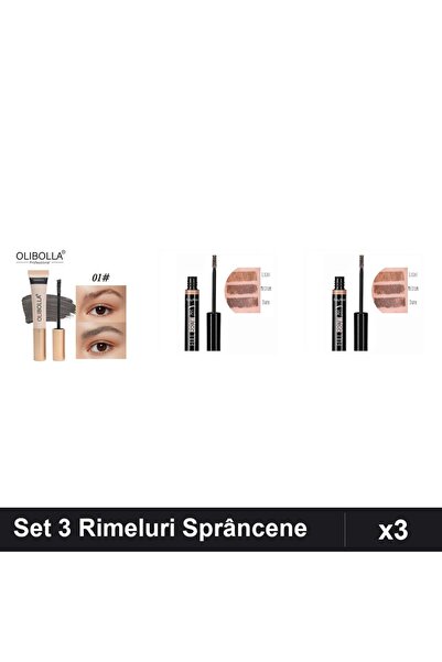 Makeup Set 3 Rimeluri Sprâncene Olibolla & Ruby Rose, Nuante Espresso Dark Li...