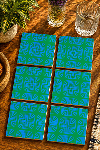 JHAAR Abstract - Bohemian - Geometric Themed Modern Set of 6 Coasters - Uv Pr...