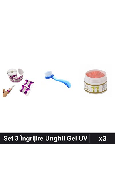 Makeup Set 3 Îngrijire Unghii - Șabloane Fluture, Perie Deprafuit, Gel Constr...