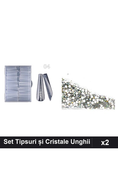 Makeup Set 2 Îngrijire Unghii, 120 Tipsuri Reutilizabile + 100 Cristale Stras...
