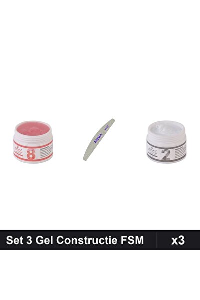 Makeup Set 3 Gel Constructie UV LED FSM 15g, Nuante 08 02, Pila EMMA 100/120,...