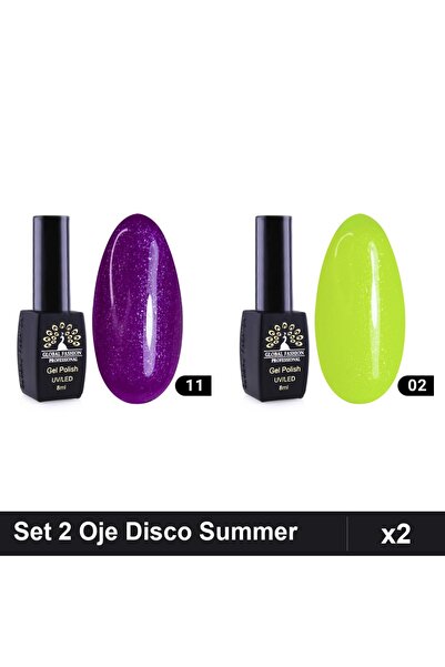 Makeup Set 2 Oje Semipermanente Disco Summer 8ml, Nuante 11 02, Manichiură UV...