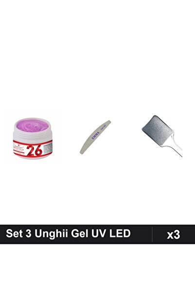 Makeup Set 3 Accesorii Manichiură Gel UV LED - Gel Constructie FSM 15g, 2 Pil...
