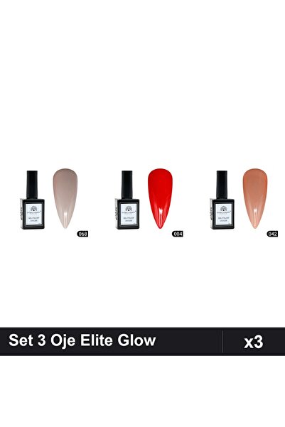 Makeup Set of 3 Global Fashion Elite Glow Semi-Permanent Nail Polish 15ml, Sh...