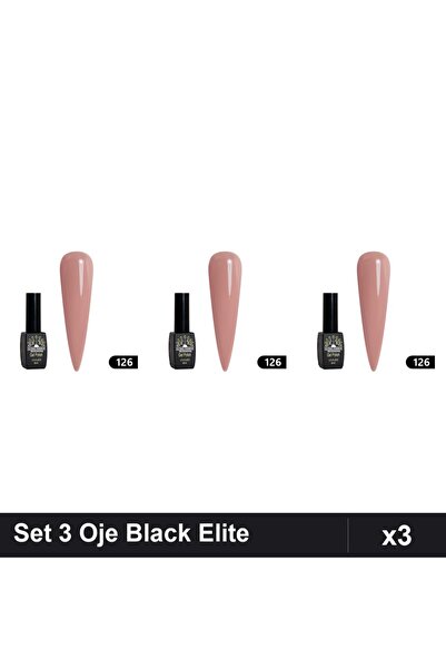 Makeup Set 3 Oje Semipermanente Black Elite 8ml, Global Fashion, Manichiură U...