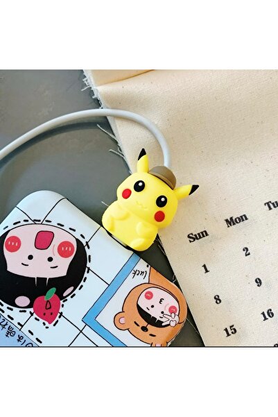 Twinix Tüm Telefon Modelleri İle Uyumlu Pikachu Şarj Kablosu Kablo Ucu Koruyu...