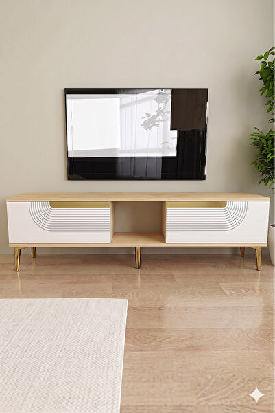 YUMEDİ DESİGN TSA1508DBG - DÜNYA TV STAND , TV SEHPASI 150cm SAFİRMEŞE-BEYAZ-...