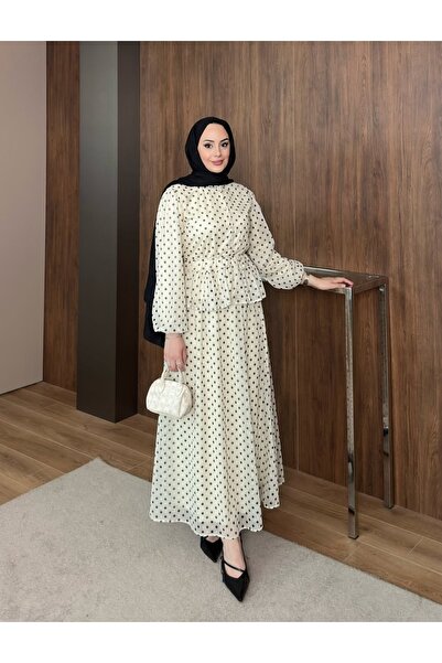 MODA VEDAT Women's Polka Dot Detailed Tulle Chiffon Skirt Set -0800