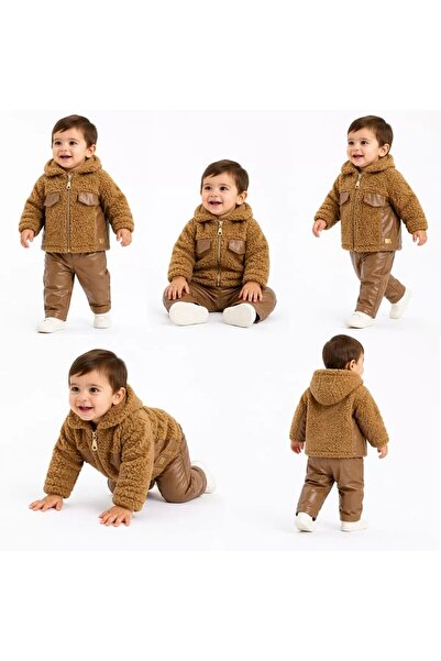 Generic Brand 6/24 Month Leather Detailed Jacketed Lamb Baby Set