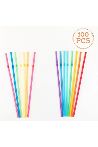 DDSTORE Reusable Flexible Colored Plastic Straws Individually Wrapped 5x220mm...