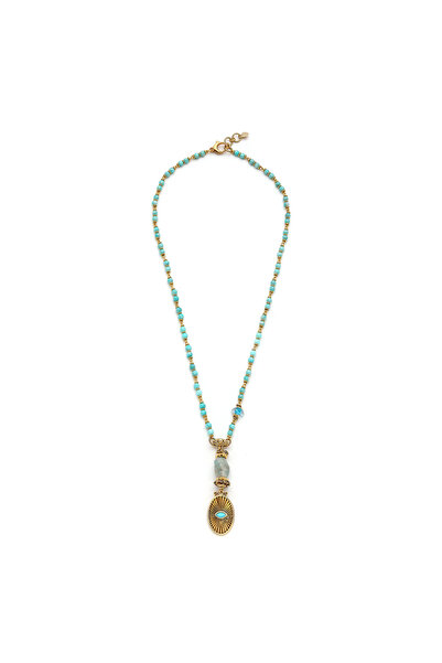 Mon Reve Capri Göz Charm Amazonit Doğaltaş Kolye
