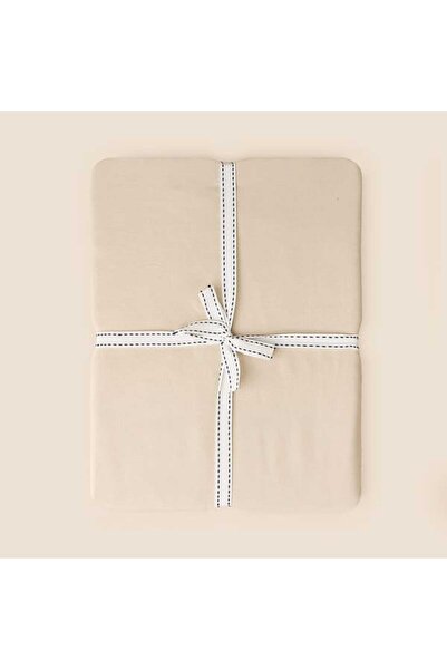 Evidea Soft Basic Double Flat Edge Satin Bed Sheet - Beige - 240X260 cm