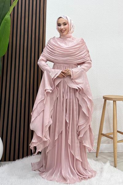 Ebru Yoryo Evening Dress Soft Pink