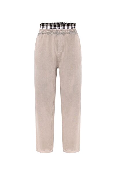 S13 Store Pantaloni de trening largi, cu detaliu la talie, lavabili