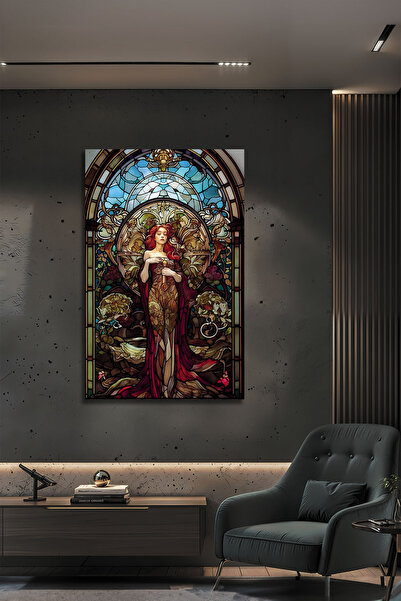 Parıltı Yayınları Modern Retro Vitray Desenli Dekoratif Cam Tablo Renkli Ev O...