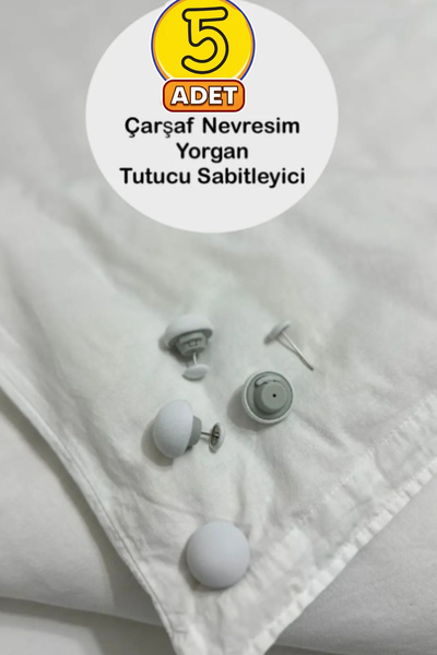 JASPER Pratik 5'li Mantar Şeklinde Yorgan Sabitleme Iğnesi Düğmeli Klips Çarş...