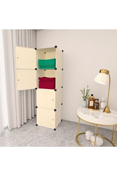 Naimeed Company Dulap modular/Dulap de pantofi, 4 uși, Naimeed D7920, 37x37x148cm, Crem