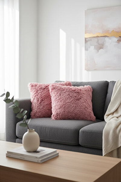 Pimula home Puffy Cotton Cushion Cover Set of 2 43X43 cm Decorative Cushion w...