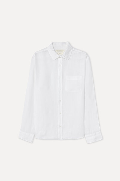Mudo Men's White Regular Fit Long Sleeve Linen Shirt