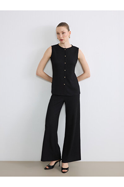 LC Waikiki Pantaloni de damă texturati cu talie elastică