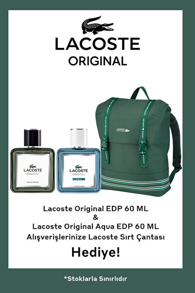 Lacoste Original EDP 60 ml & Original Aqua EDP 60 ml + Sırt Çantası - Erkek P...