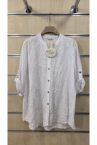 Park Moda Italian Shirt with Sequin Floral Embossed Pattern