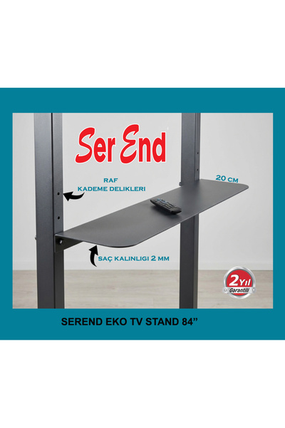 Serend TV STAND - Metal Ayaklı Tekerlekli, Raflı, Tv Sehpası/ünitesi 55” – 85”