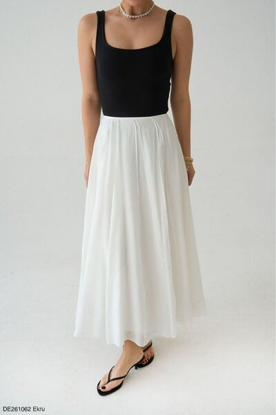 CADDELAMODA Women's Tencel Fabric Premium Skirt with Reverse Stitching Detail