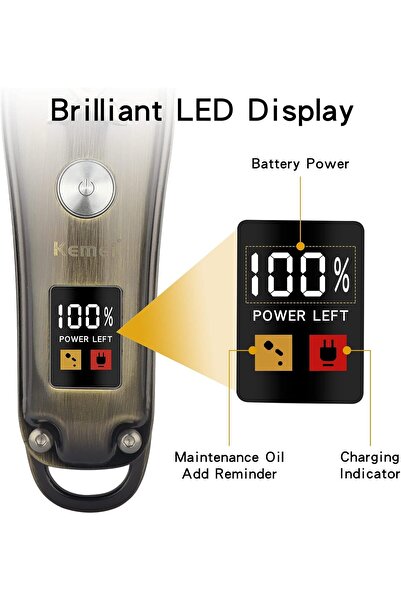 Kemei Professional Hair Clippers for Men, Cordless Vintage Barber Clippers, Electric Trimmer Haircut Machine