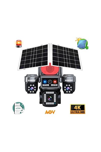 AVENİR 4MP Speed Dome E-Sim 4kameralı Solar IP Kamera AV-S445