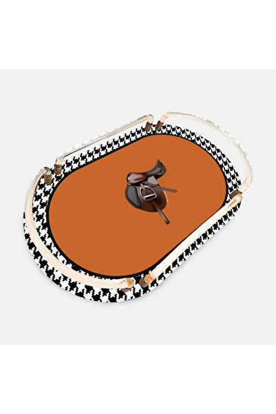 VİTELLİ Equestrian Orange Dekoratif Oval Akrilik Tepsi Sunum Tepsisi - 40x23 cm