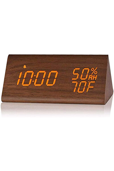 OEM Digital Alarm Desk Clock, Wooden Alarm Clock with LED, Humidity Detection