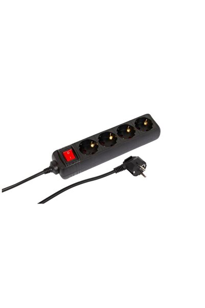 MicroConnect Prelungitor Schuko cu 4 prize și întrerupător, 3m, negru