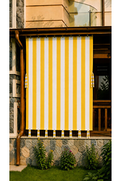 DEVRİM OLİVYA TEKSTİL Water Resistant Cornice Balcony Curtain Decorative Stri...
