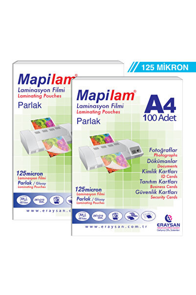 Mapi LAM A4 PARLAK LAMİNASYON FİLMİ 125 MİKRON 100'LÜ PAKET