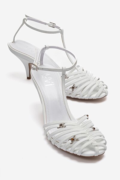 LuviShoes Ovier Women's Heeled Shoes with White Leather Accessories