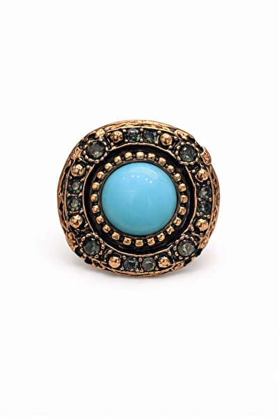 Angelovia Blue Stone Vintage Women's Copper Ring