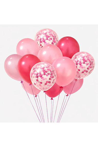 Zumzeria Baloane de petrecere transparente roz fucsia cu confetti 30cm - 12 b...