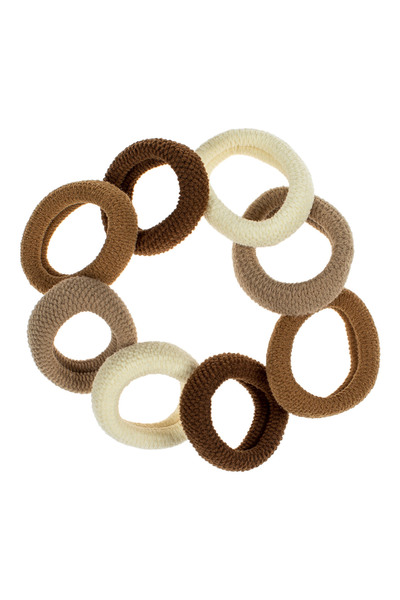 OEM Thick Brown Beige Ecru Hair Ties for Women - 8 pcs