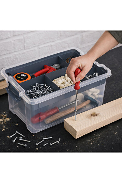 Zumzeria Transparent Organizer Box with Gray Shelf and Compartments 35.1x23.1...