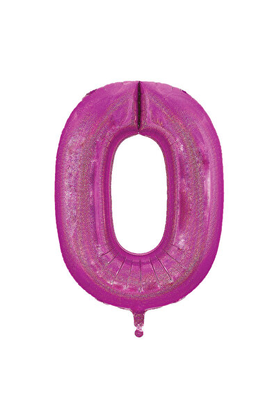 Zumzeria Balon de petrecere holografic fucsia din folie Nr. 0 - 60cm