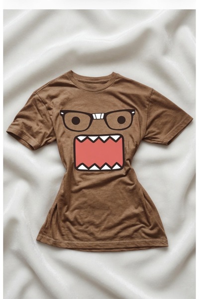 Köstebek Domo Kun Harajuku Y2K Short Sleeve Blouse